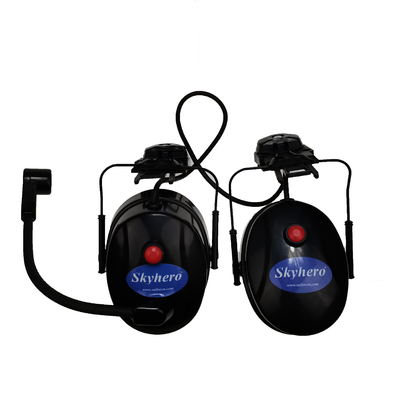Paramotor helmet headset with Dynamic noise cancelling or electret microphone high noise cancelling